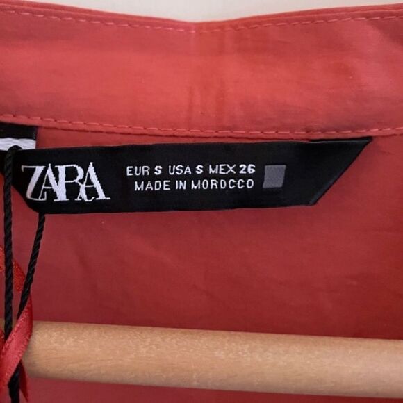 NWOT Zara Ruffled Mini Dress Long Sleeve Peach - Picture 9 of 9